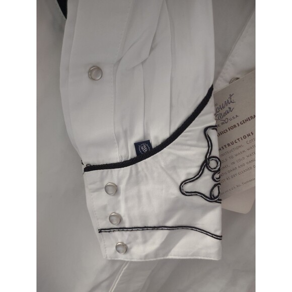 NWT Rockmount Ranch Wear Western Pearl Snap Ln Sleev  XS White Embroidered - Picture 4 of 10